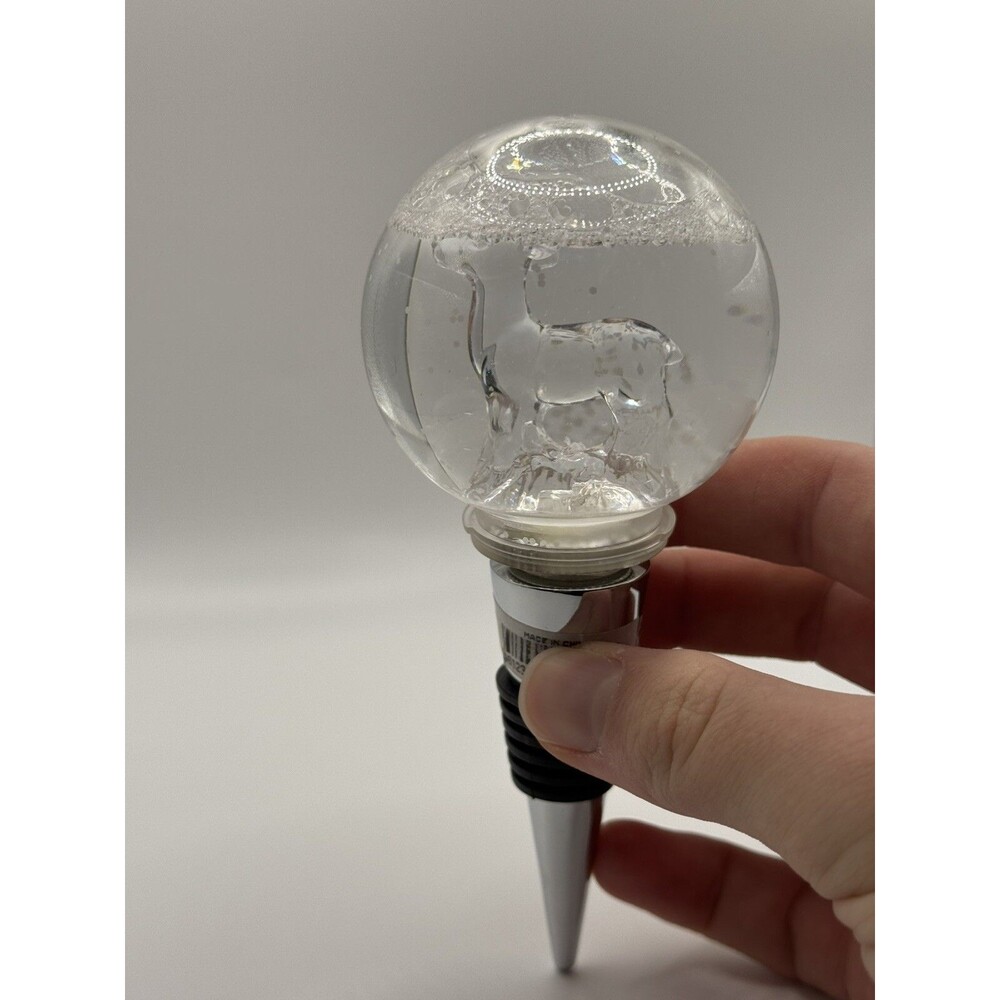 RARE Pottery Barn Stag Snow Globe Wine Bottle stopper